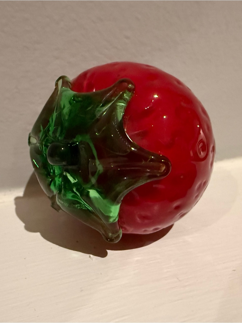 Handblown Glass Decorative Strawberry Red and Green